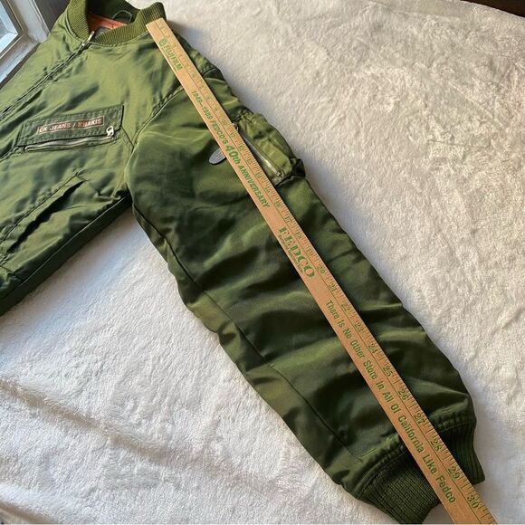 Vintage Y2K Calvin Klein Bomber Jacket Green orange interior Size Large - Picture 6 of 13